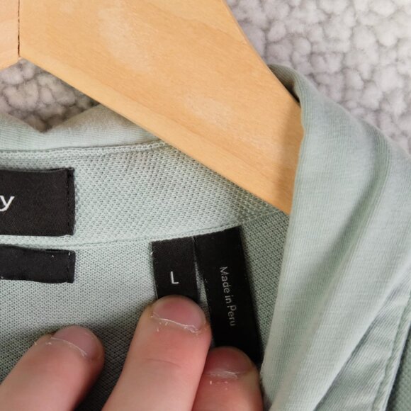 Theory Polo Womens Large Green Shirt Slim Fit Preppy Golf Lightweight Stretch - Picture 7 of 8